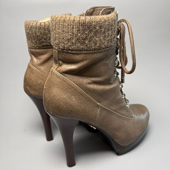 Jennifer Lopez Moritz Taupe Laceup Bootie Size 8.5 - Picture 7 of 8